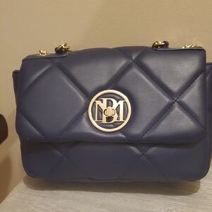 Studio Badgley Mischka Quilted Navy Blue.vegan Leather.